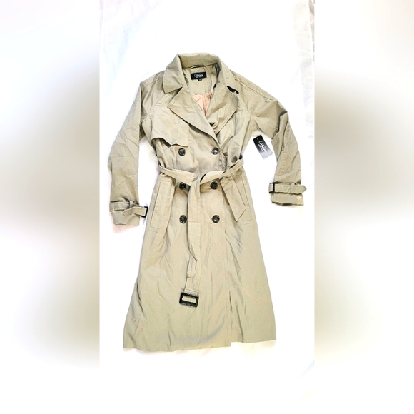 NWT! 100% Cotton Trench Coat Women's CoffeeShop Jacket Size Large New York NYC - Picture 3 of 9